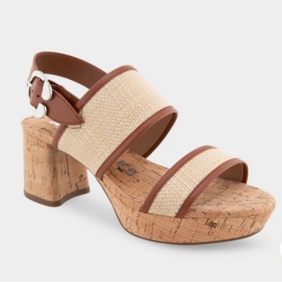 Aerosoles Platform Sandal in Sand Raffia 9.5 NWT - Picture 3 of 7